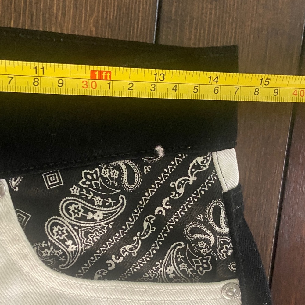 Revice Denim Bandana Patch Black & White Relaxed Fit Pants Women's Size-26 - Picture 12 of 12